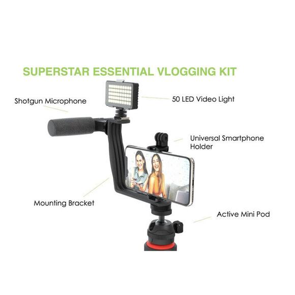 NEW GO VIRAL Super Star Vlogging Kit with LED Light Microphone Tripod & Mount - Picture 8 of 12